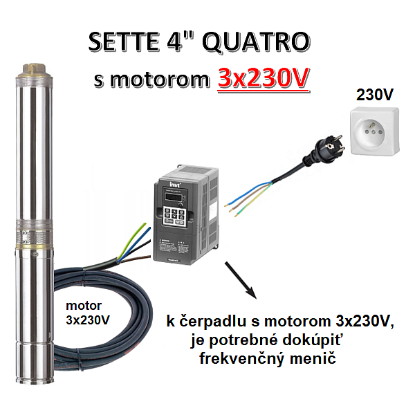 SETTE.4" QUATRO II čerpadlo 3/ 1,1, 6,5A 3x230V 20m